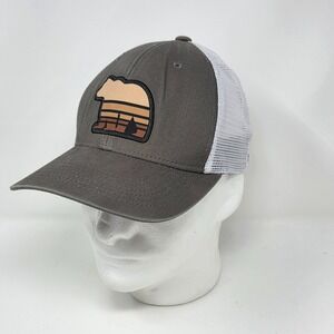 Kastlfel Snapback Trucker Hat Cap Bear Patch Embroidered Gray/White Mesh Outdoor